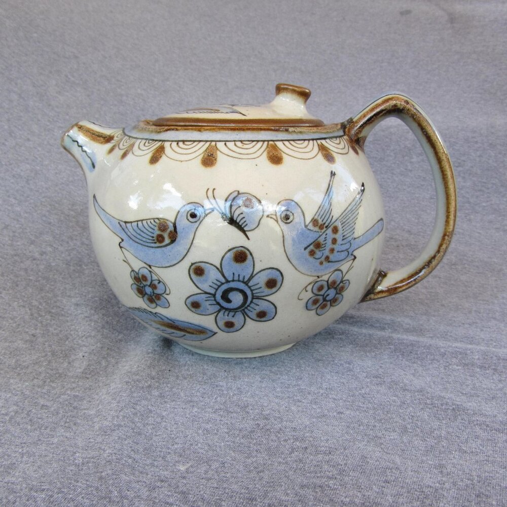 el palomar mexico blue birds vintage teapot holds 5+ cups (w2960)